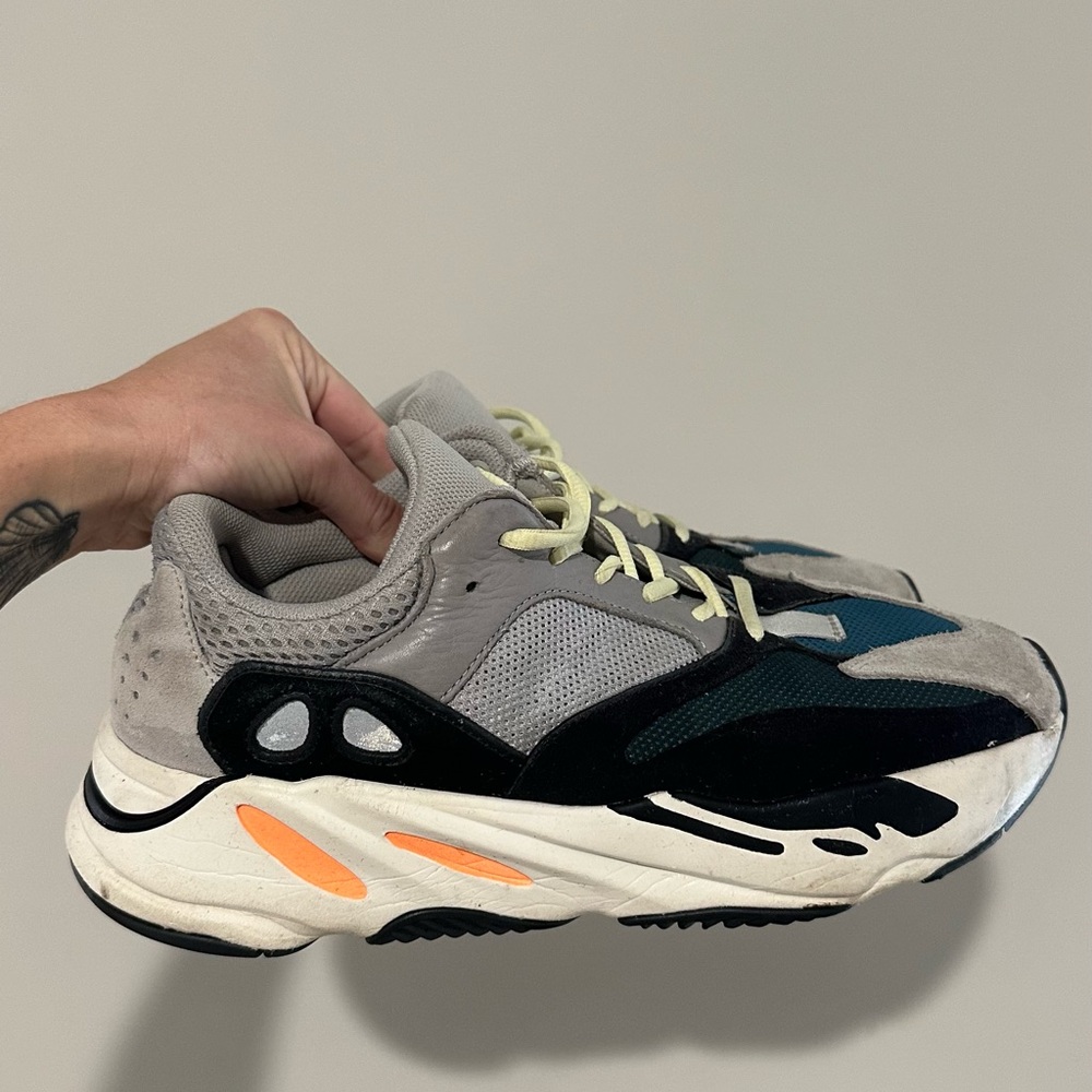 Adidas Yeezy 700 Waverunner Gray and Black Sneakers with Orange Accents